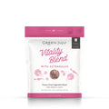 A package of Green Juju Vitality Blend with Astragalus, which is a freeze-dried vegetable blend for dogs and cats.