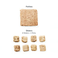 Comparison of patties and sliders with text labels on a white background